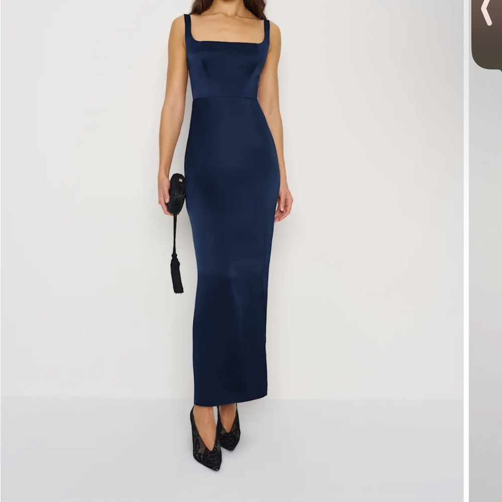 Reformation Navy Blue Silk Dress